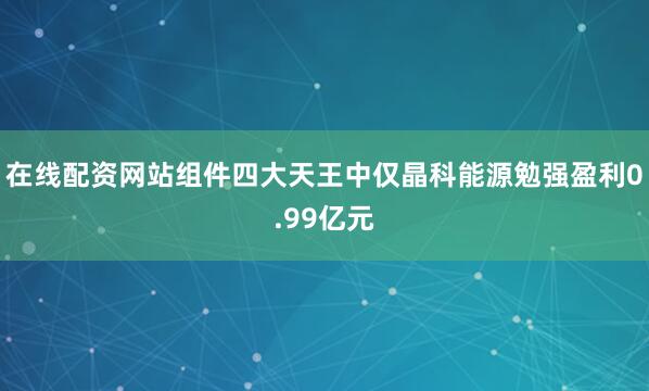 在线配资网站组件四大天王中仅晶科能源勉强盈利0.99亿元
